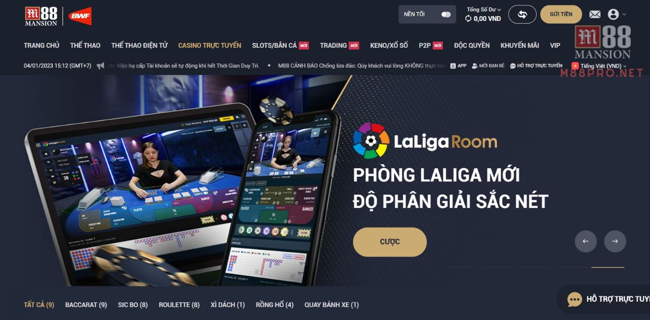 Casino của M88 hiện tại có số lượng người tham gia đông đảo 